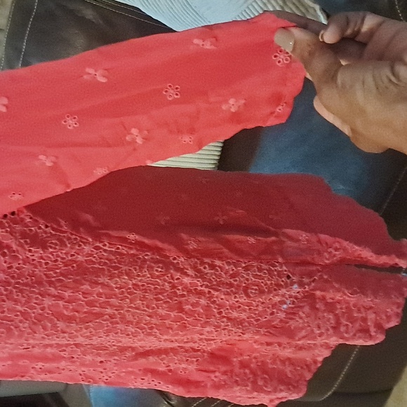 Johnny Was Pink V Neck Eyelet Tunic Top Dress Size PXS - Picture 3 of 10